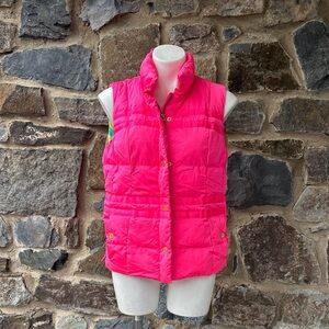 Lilly Pulitzer “Kate” Puffer Vest Hot Pink with Printed Lining size 8
